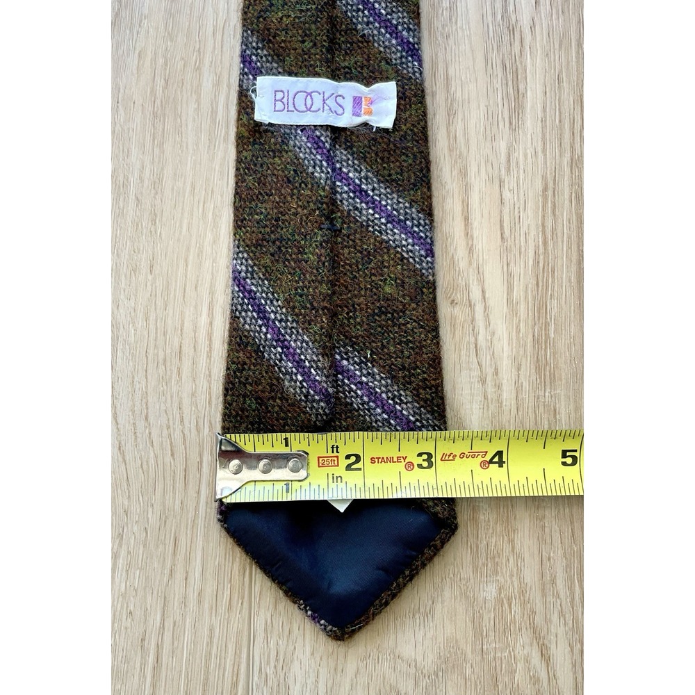 Vintage Men's Wool Blend Tie Lot (2) Ties with Non-Slip Chrome Tie Hanger Rack - Picture 2 of 8